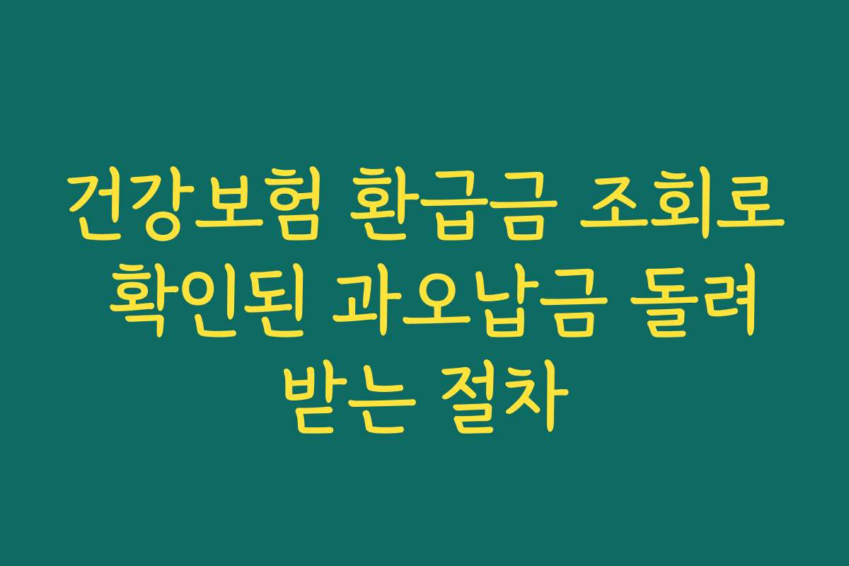 건강보험 환급금 조회로 확인된 과오납금 돌려받는 절차