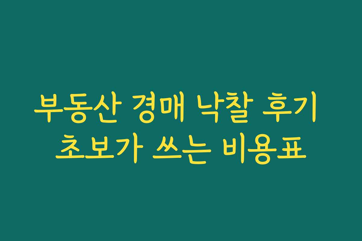 부동산 경매 낙찰 후기 초보가 쓰는 비용표