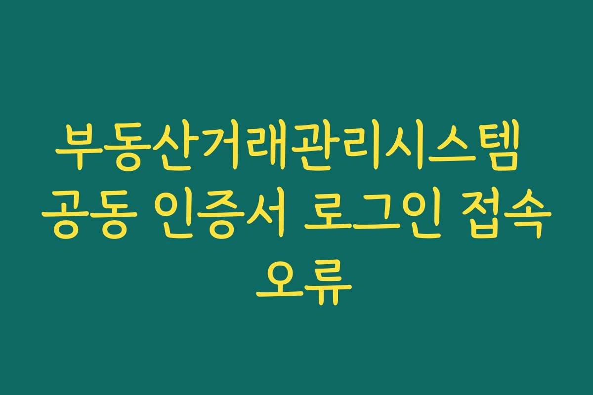 부동산거래관리시스템 공동 인증서 로그인 접속 오류