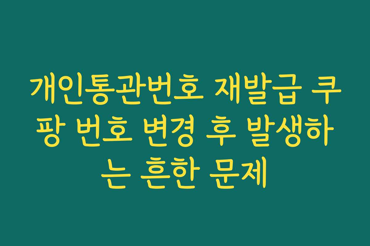 개인통관번호 재발급 쿠팡 번호 변경 후 발생하는 흔한 문제