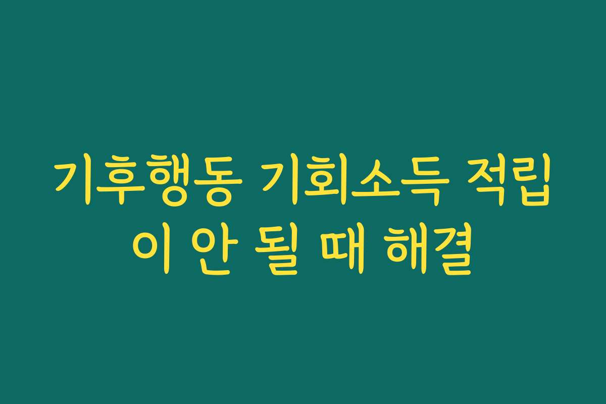 기후행동 기회소득 적립이 안 될 때 해결