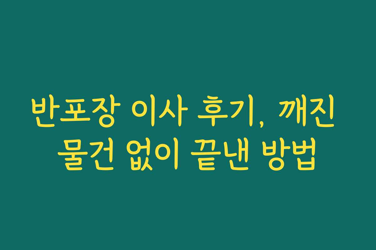 반포장 이사 후기, 깨진 물건 없이 끝낸 방법