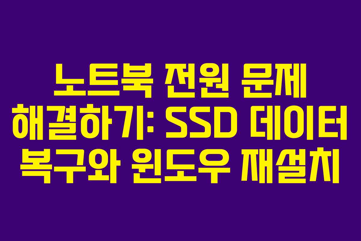 노트북 전원 문제 해결하기: SSD 데이터 복구와 윈도우 재설치