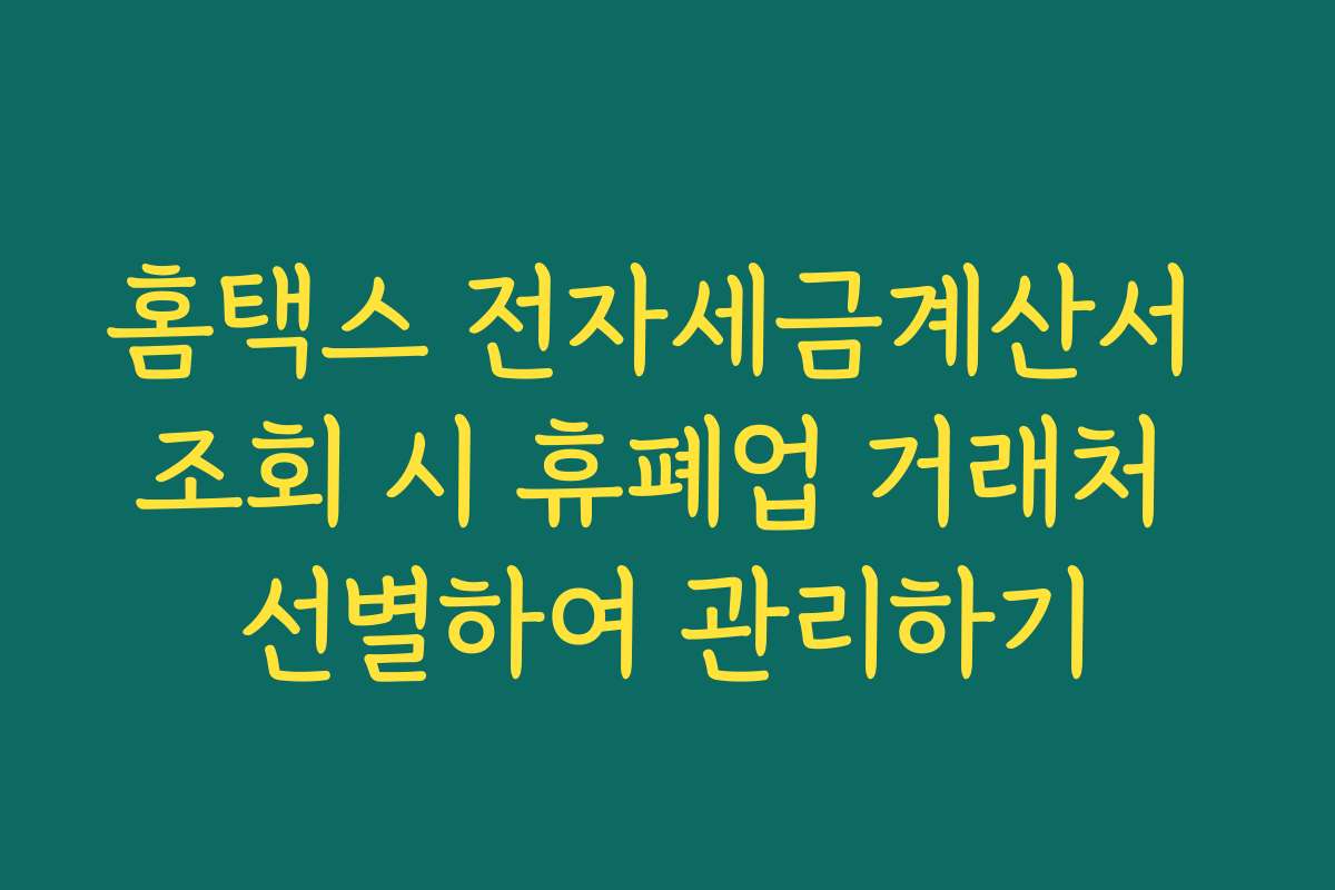 홈택스 전자세금계산서 조회 시 휴폐업 거래처 선별하여 관리하기