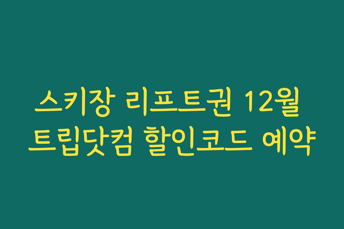 스키장 리프트권 12월 트립닷컴 할인코드 예약