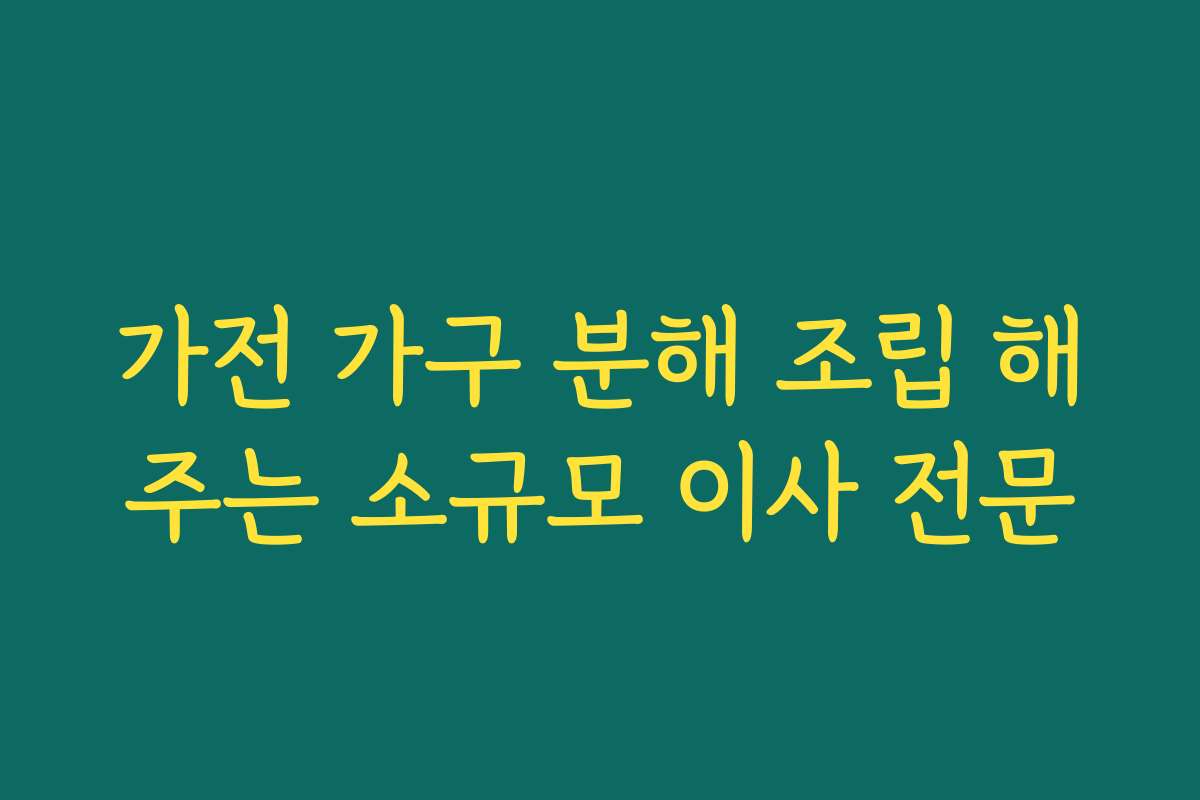 가전 가구 분해 조립 해주는 소규모 이사 전문