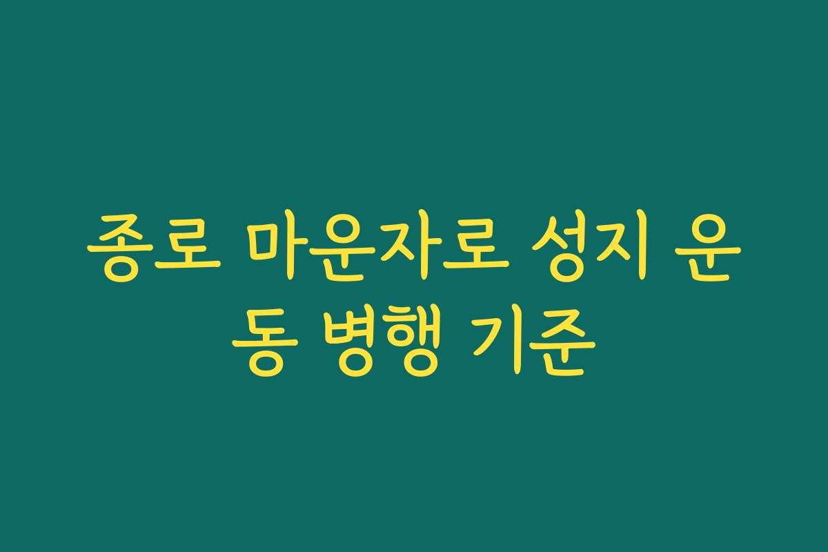 종로 마운자로 성지 운동 병행 기준