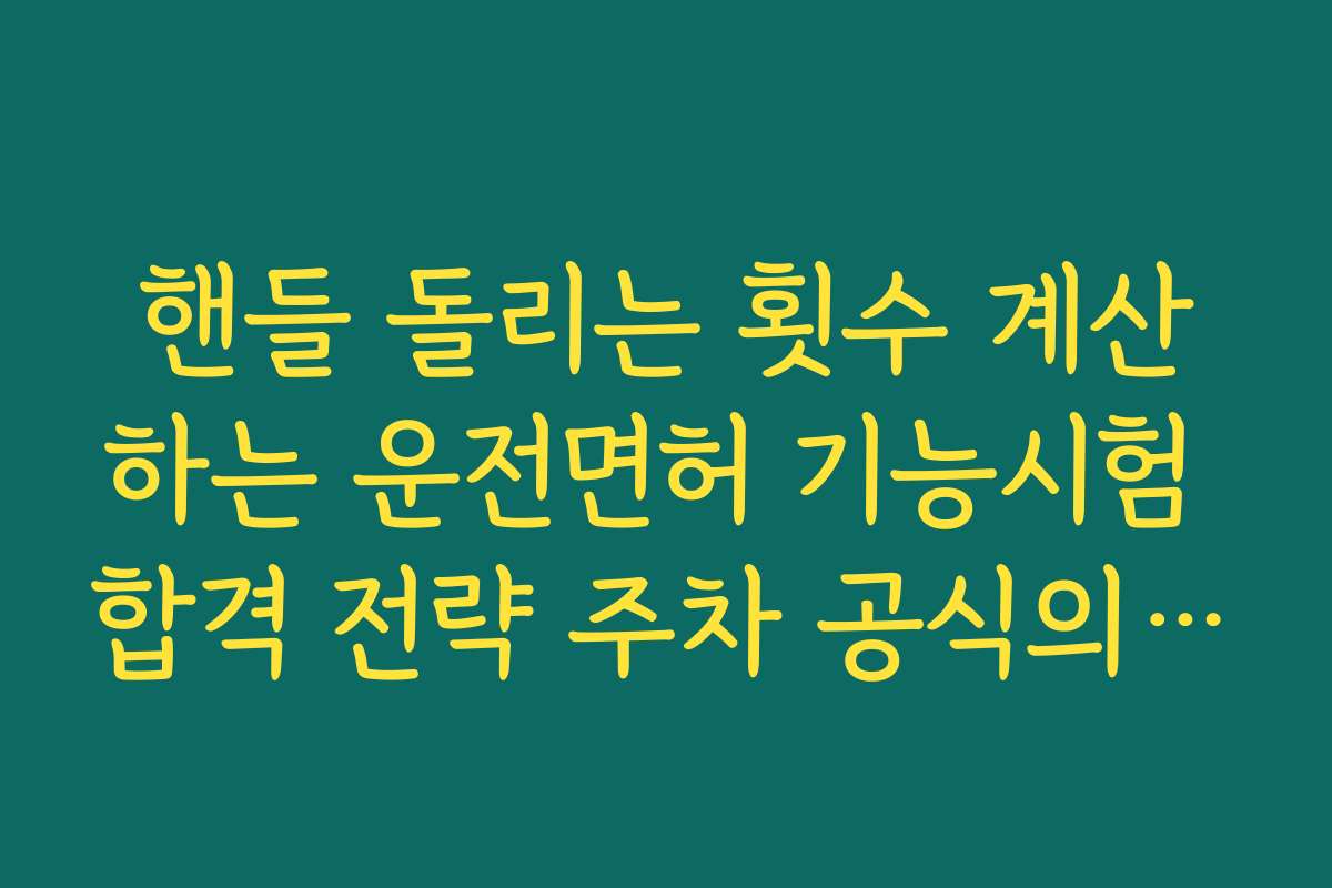 핸들 돌리는 횟수 계산하는 운전면허 기능시험 합격 전략 주차 공식의 함정
