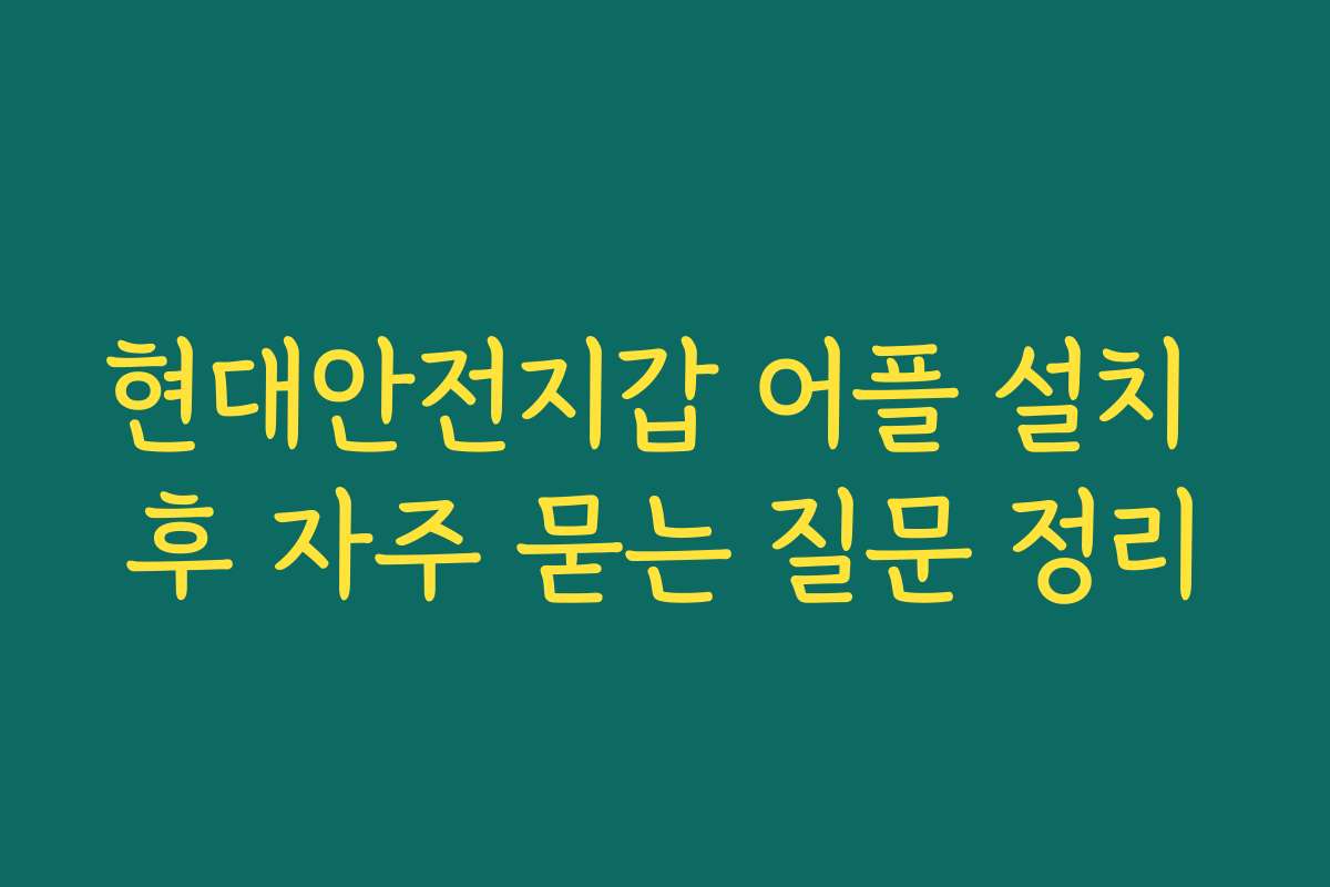 현대안전지갑 어플 설치 후 자주 묻는 질문 정리