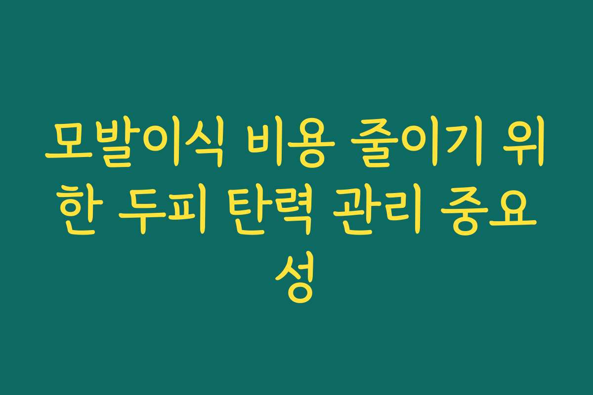 모발이식 비용 줄이기 위한 두피 탄력 관리 중요성