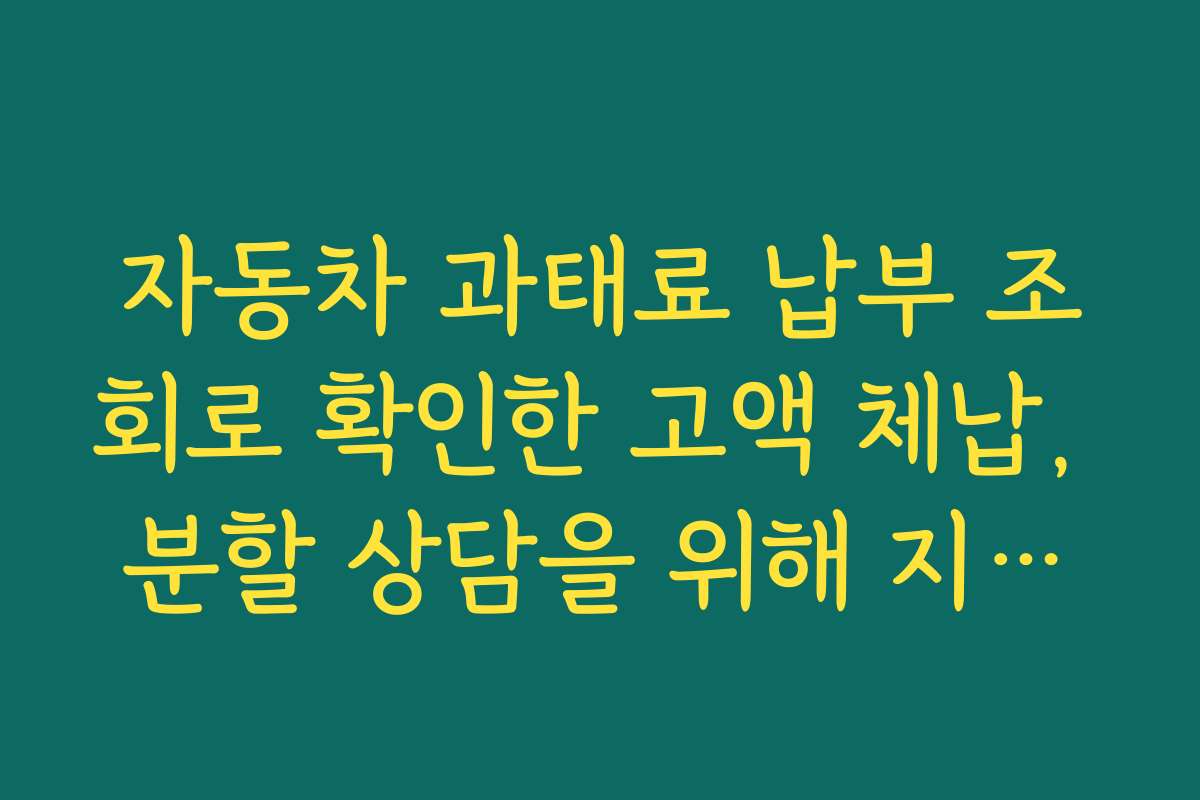 자동차 과태료 납부 조회로 확인한 고액 체납, 분할 상담을 위해 지자체에 문의하는 요령
