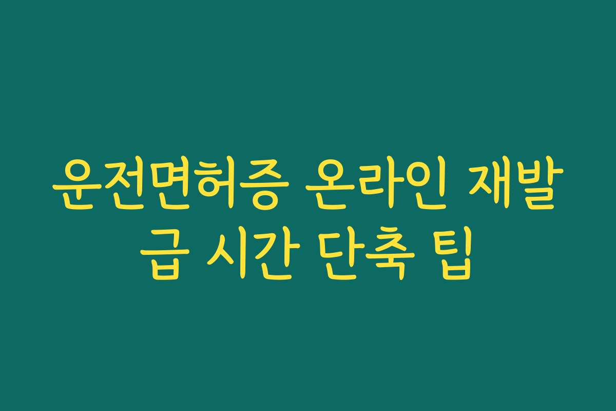 운전면허증 온라인 재발급 시간 단축 팁