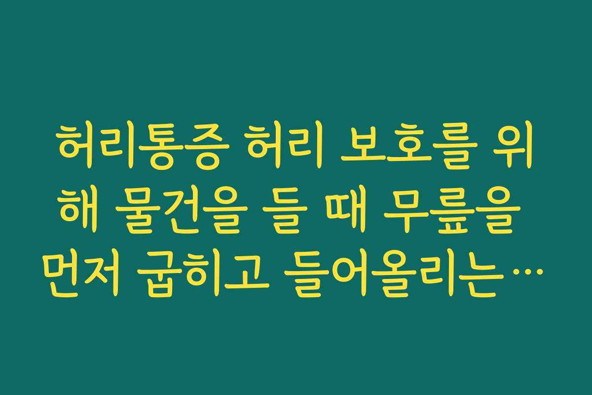 허리통증 허리 보호를 위해 물건을 들 때 무릎을 먼저 굽히고 들어올리는 자세 연습