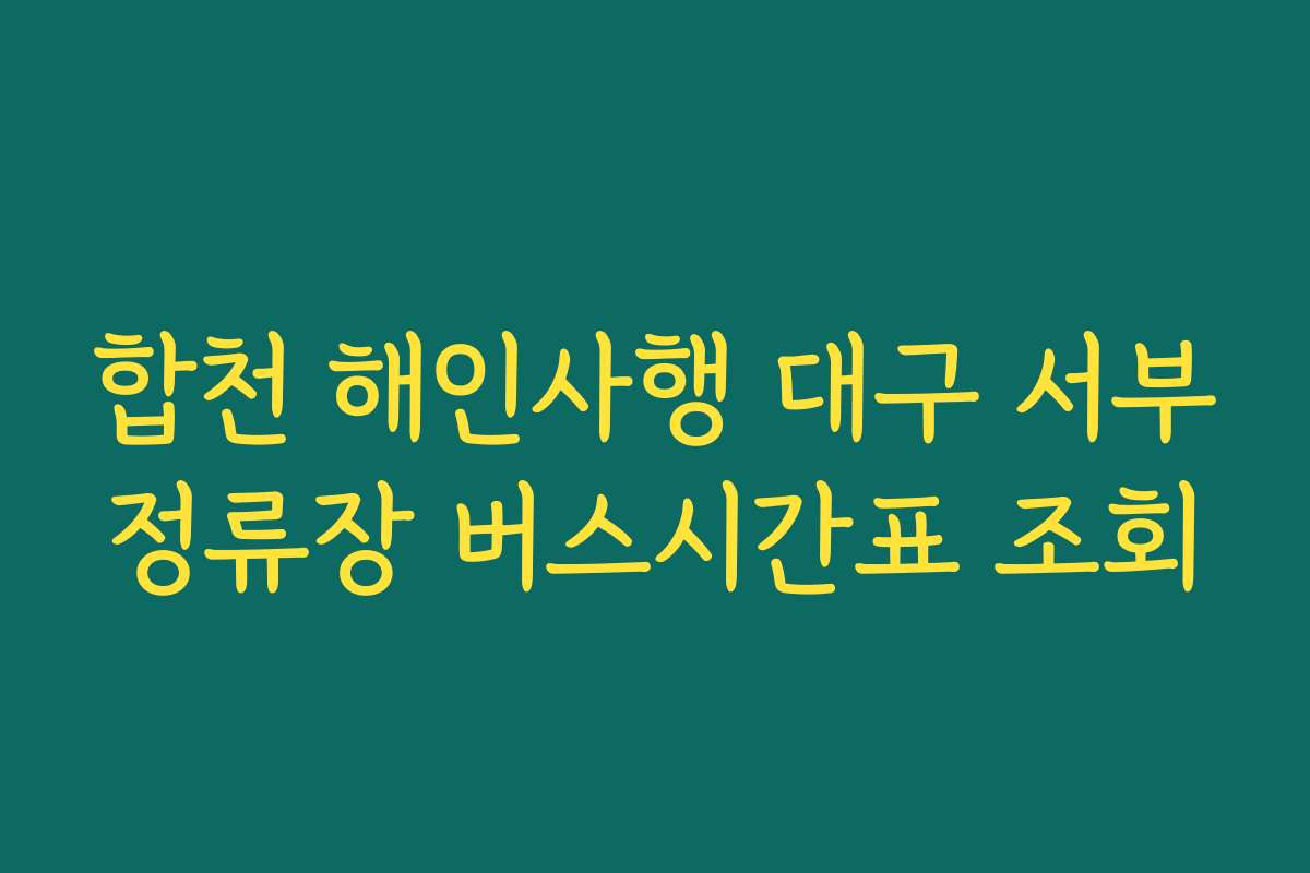 합천 해인사행 대구 서부정류장 버스시간표 조회