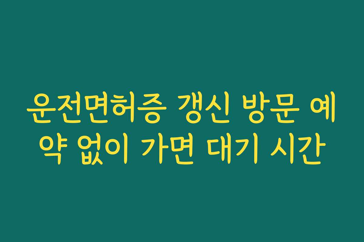 운전면허증 갱신 방문 예약 없이 가면 대기 시간