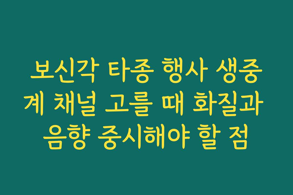 보신각 타종 행사 생중계 채널 고를 때 화질과 음향 중시해야 할 점
