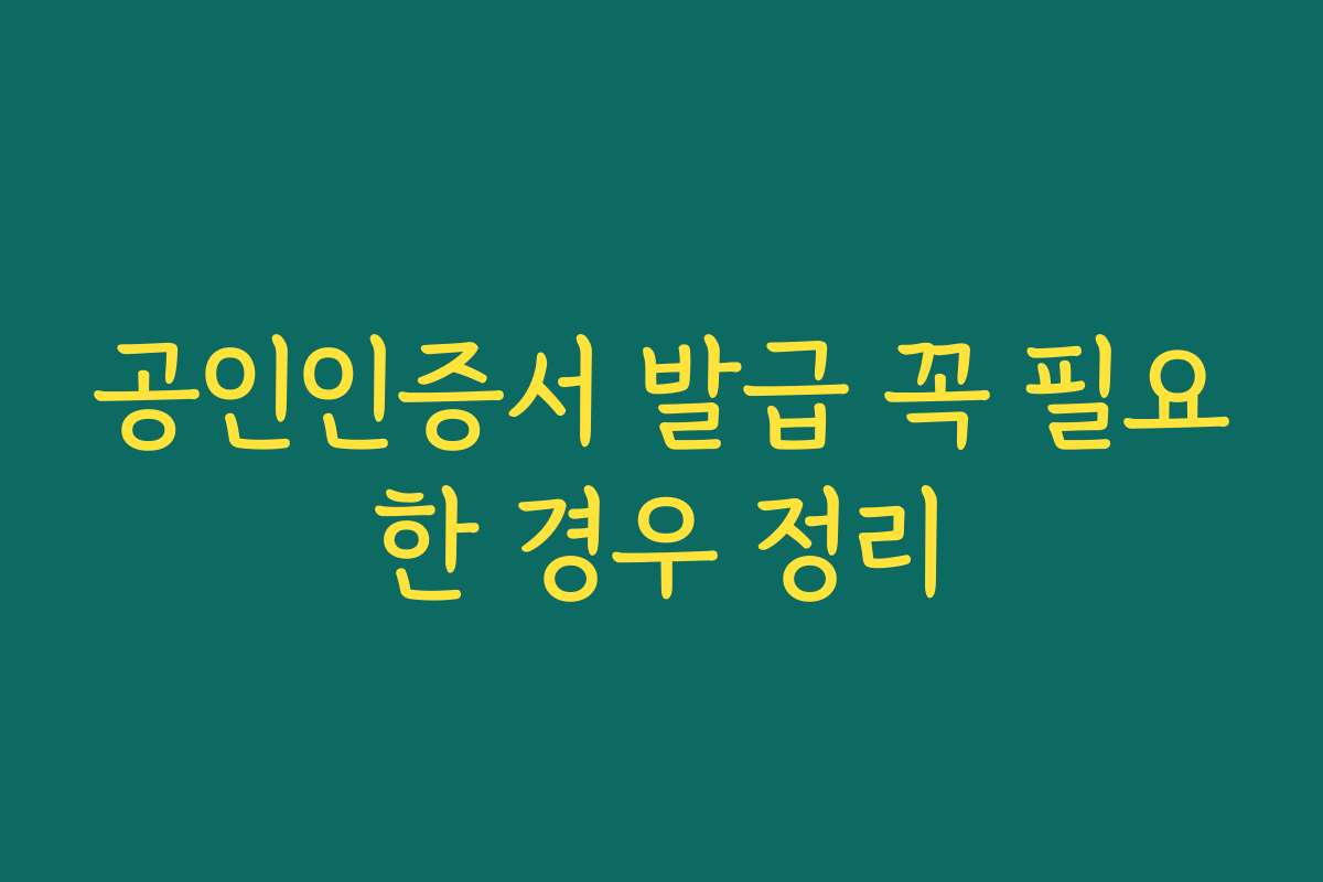 공인인증서 발급 꼭 필요한 경우 정리