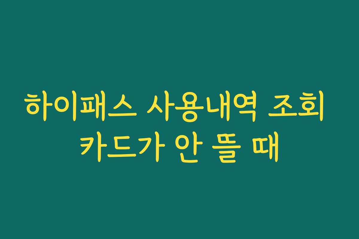 하이패스 사용내역 조회 카드가 안 뜰 때