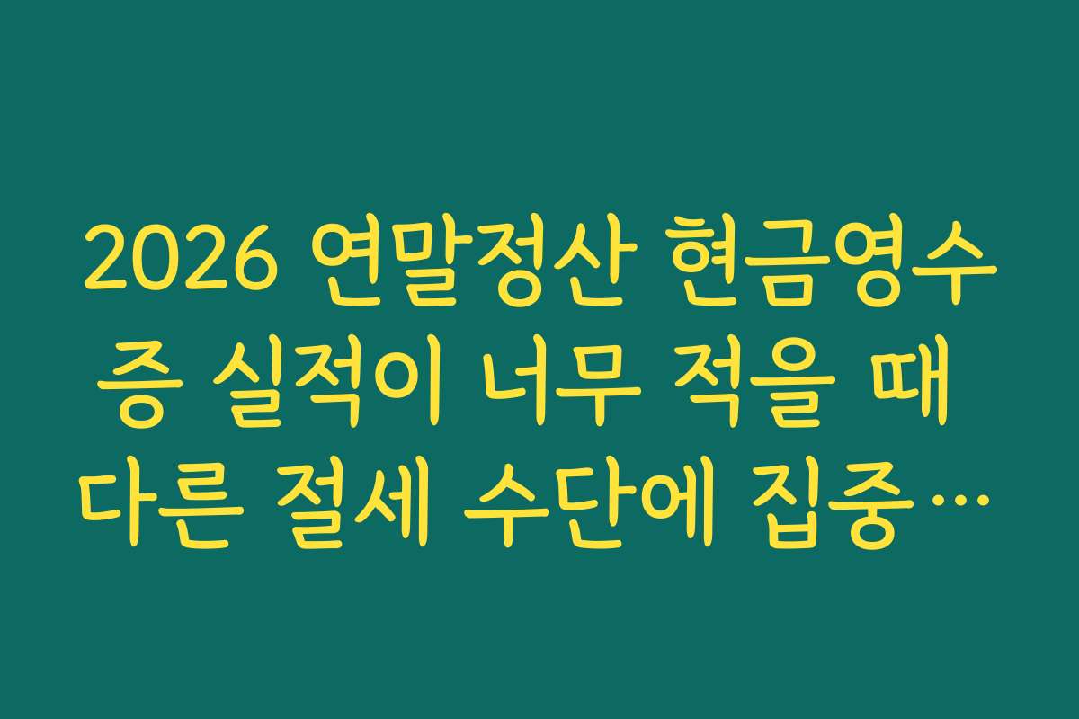 2026 연말정산 현금영수증 실적이 너무 적을 때 다른 절세 수단에 집중해야 하는 이유
