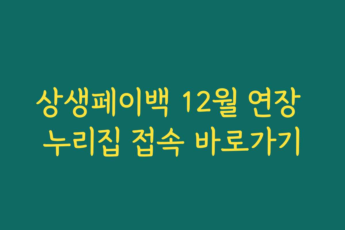 상생페이백 12월 연장 누리집 접속 바로가기