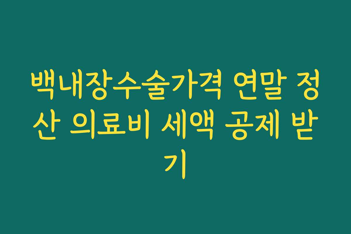 백내장수술가격 연말 정산 의료비 세액 공제 받기