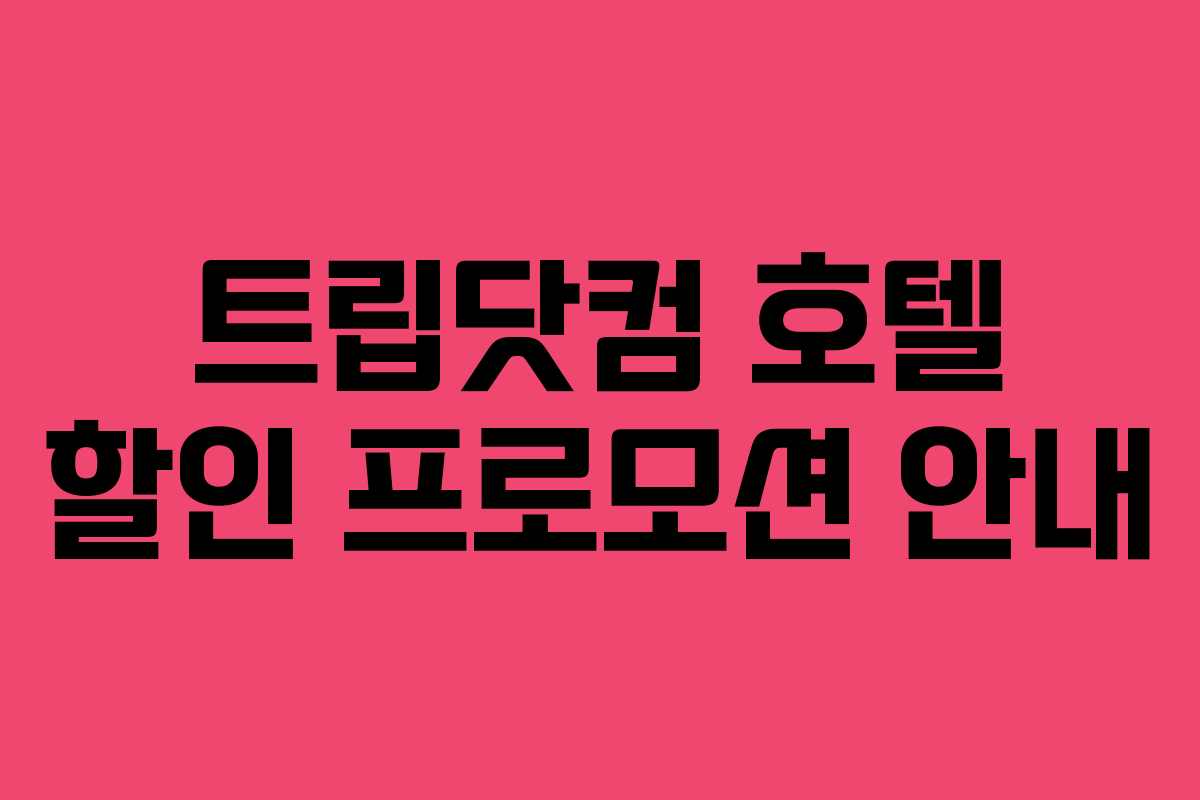 트립닷컴 호텔 할인 프로모션 안내