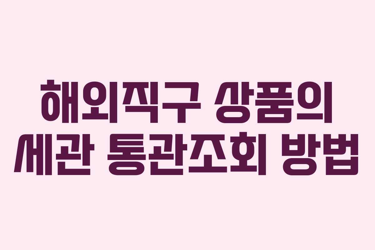 해외직구 상품의 세관 통관조회 방법