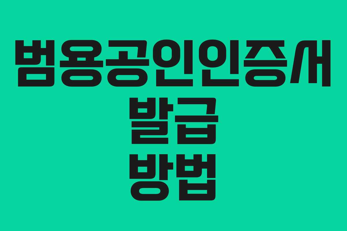 범용공인인증서 발급 방법