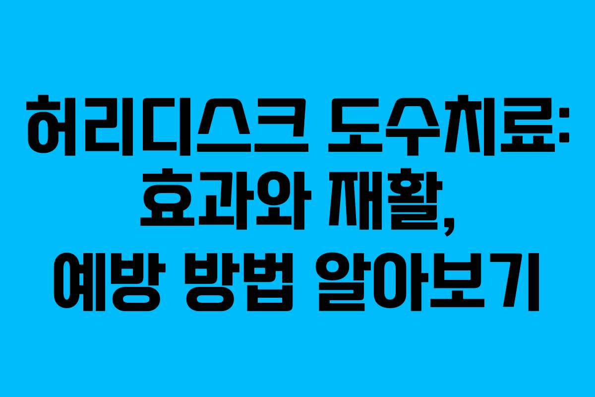 허리디스크 도수치료: 효과와 재활, 예방 방법 알아보기