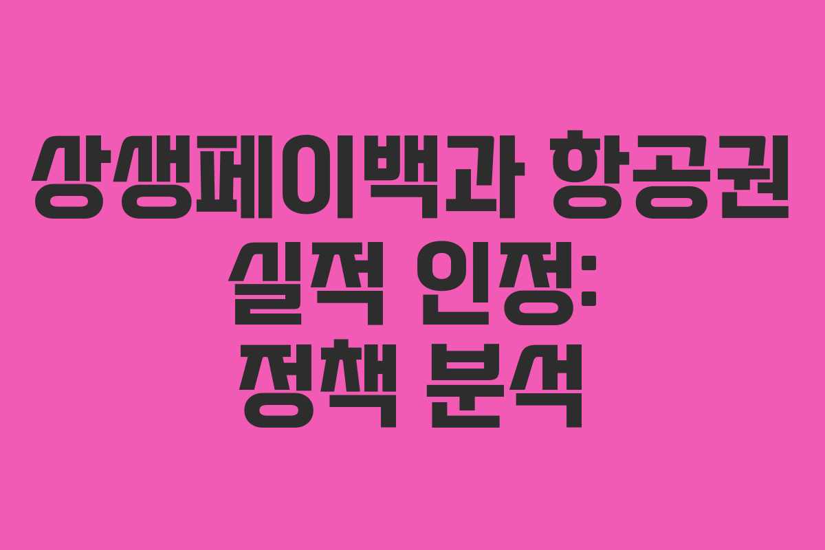 상생페이백과 항공권 실적 인정: 정책 분석