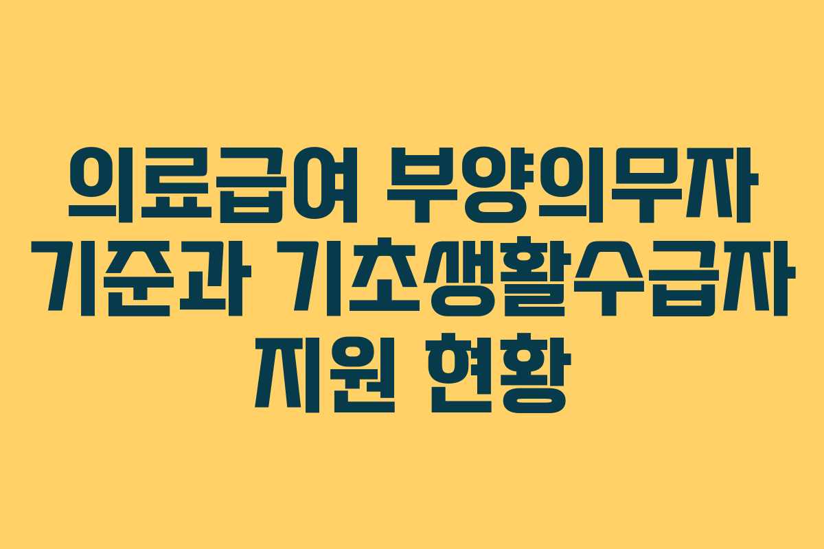 의료급여 부양의무자 기준과 기초생활수급자 지원 현황