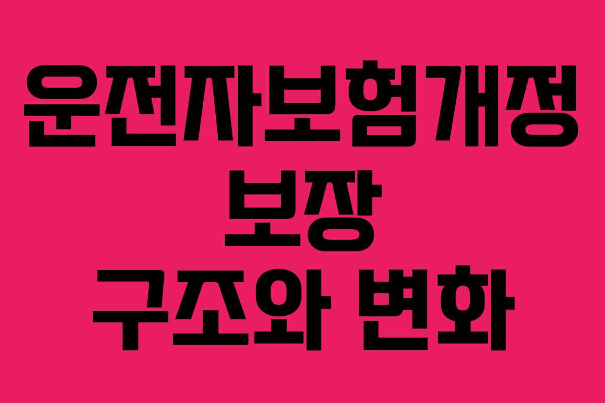 운전자보험개정 보장 구조와 변화