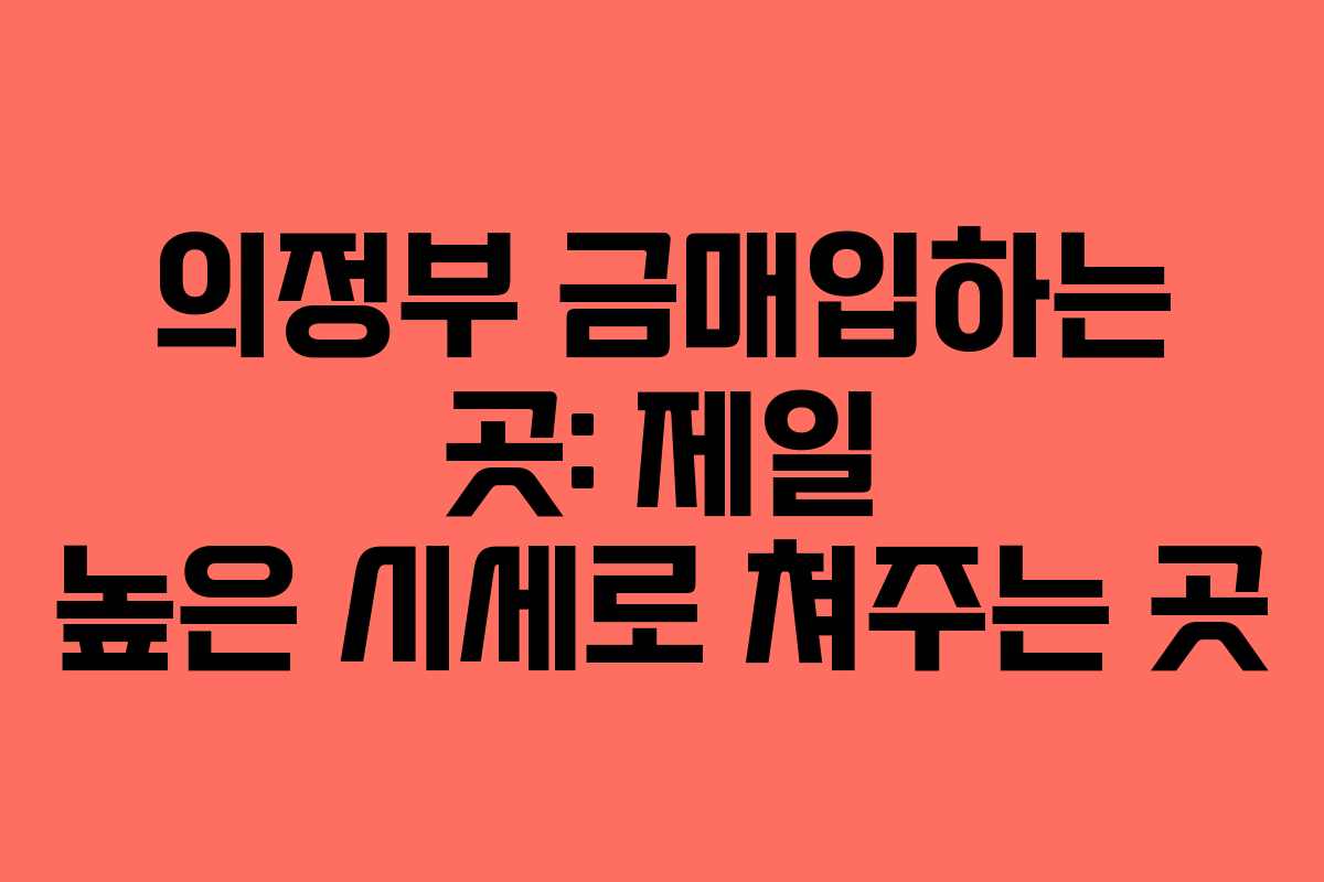 의정부 금매입하는 곳: 제일 높은 시세로 쳐주는 곳