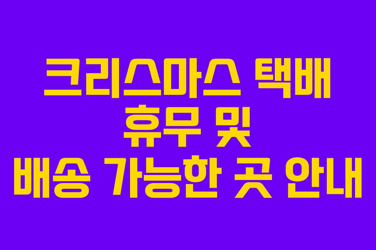 크리스마스 택배 휴무 및 배송 가능한 곳 안내
