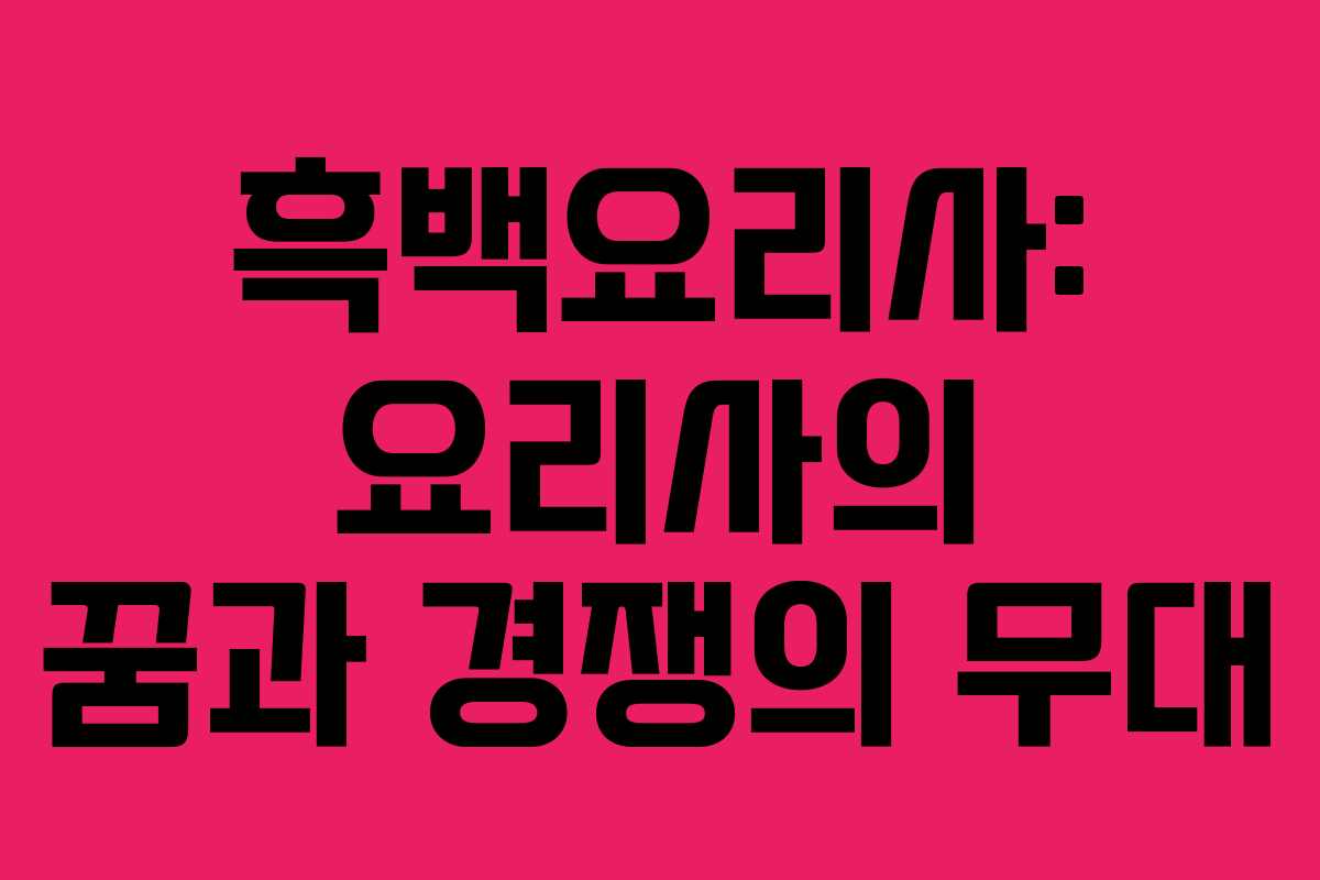흑백요리사: 요리사의 꿈과 경쟁의 무대