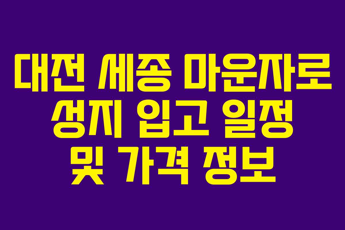 대전 세종 마운자로 성지 입고 일정 및 가격 정보