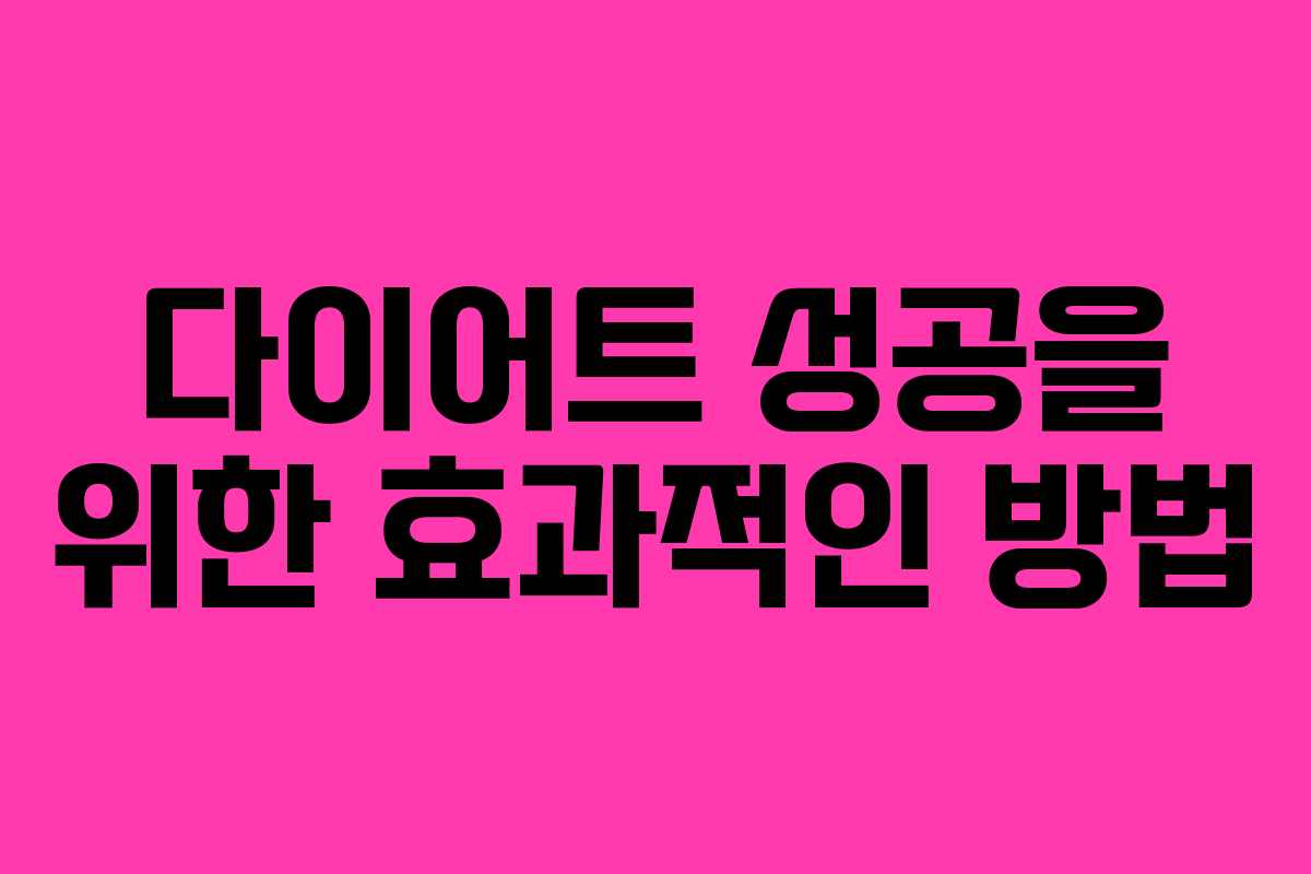 다이어트 성공을 위한 효과적인 방법
