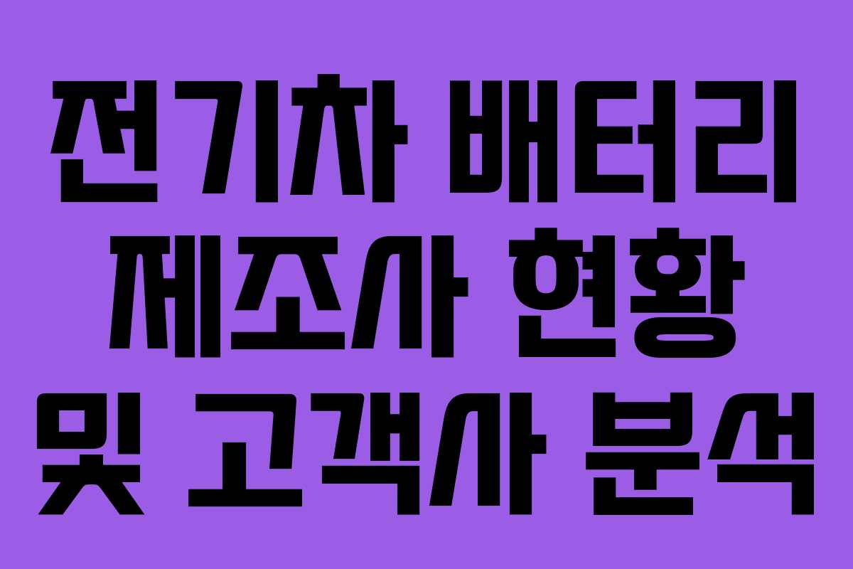 전기차 배터리 제조사 현황 및 고객사 분석