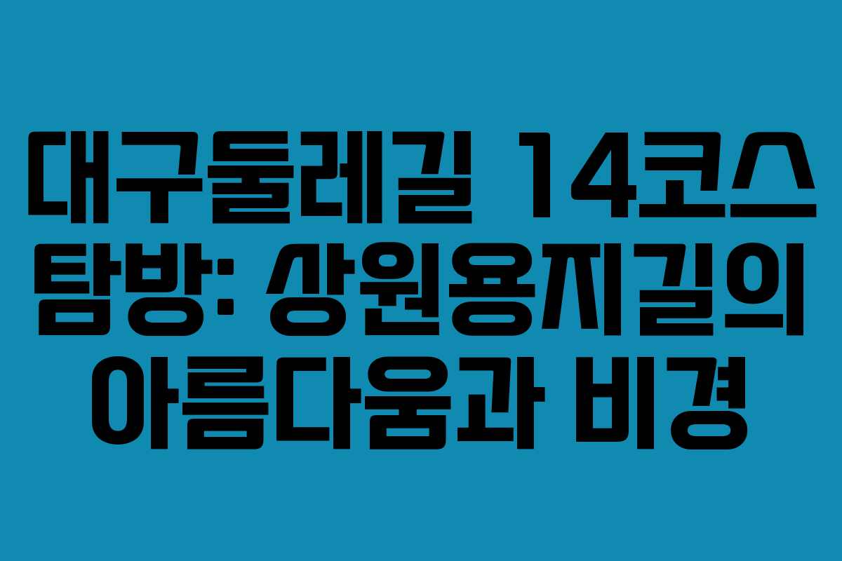 대구둘레길 14코스 탐방: 상원용지길의 아름다움과 비경