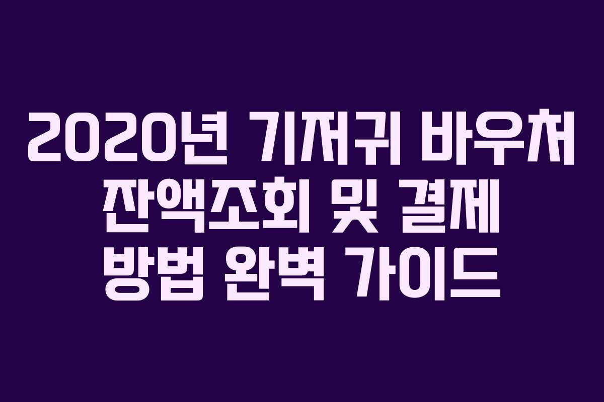 2020년 기저귀 바우처 잔액조회 및 결제 방법 완벽 가이드