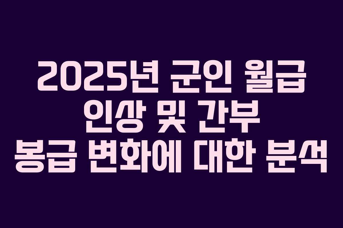 2025년 군인 월급 인상 및 간부 봉급 변화에 대한 분석