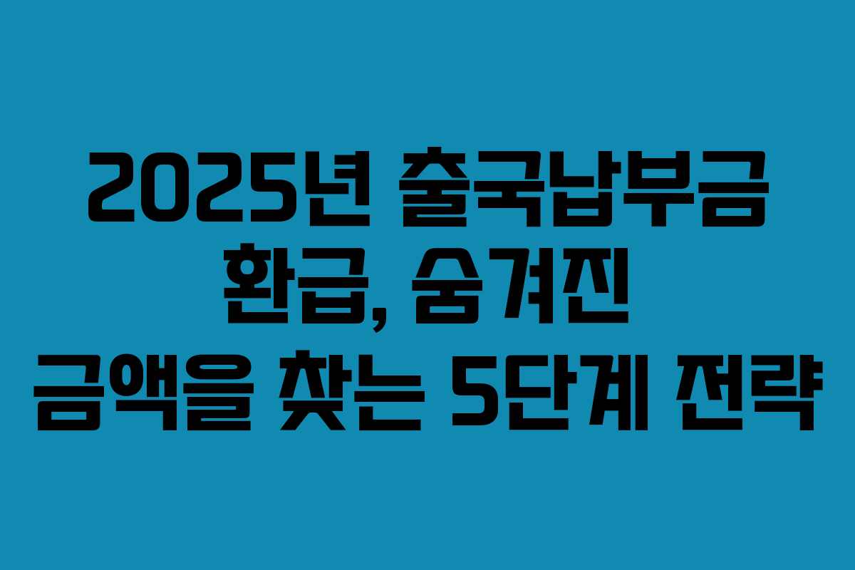 2025년 출국납부금 환급, 숨겨진 금액을 찾는 5단계 전략