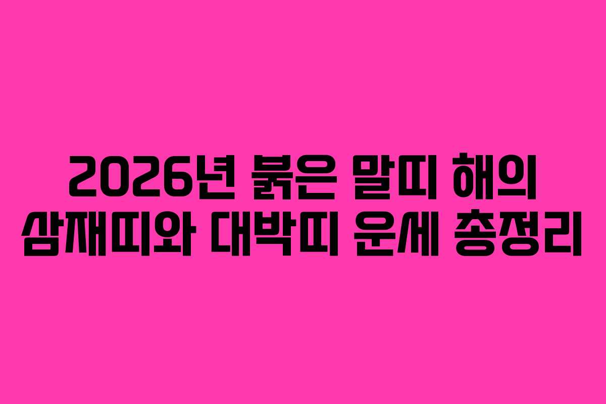 2026년 붉은 말띠 해의 삼재띠와 대박띠 운세 총정리
