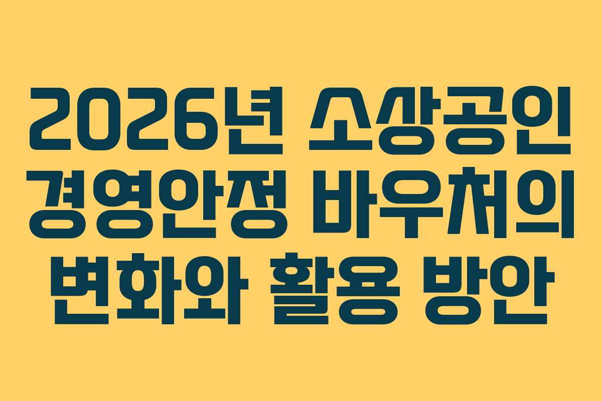2026년 소상공인 경영안정 바우처의 변화와 활용 방안