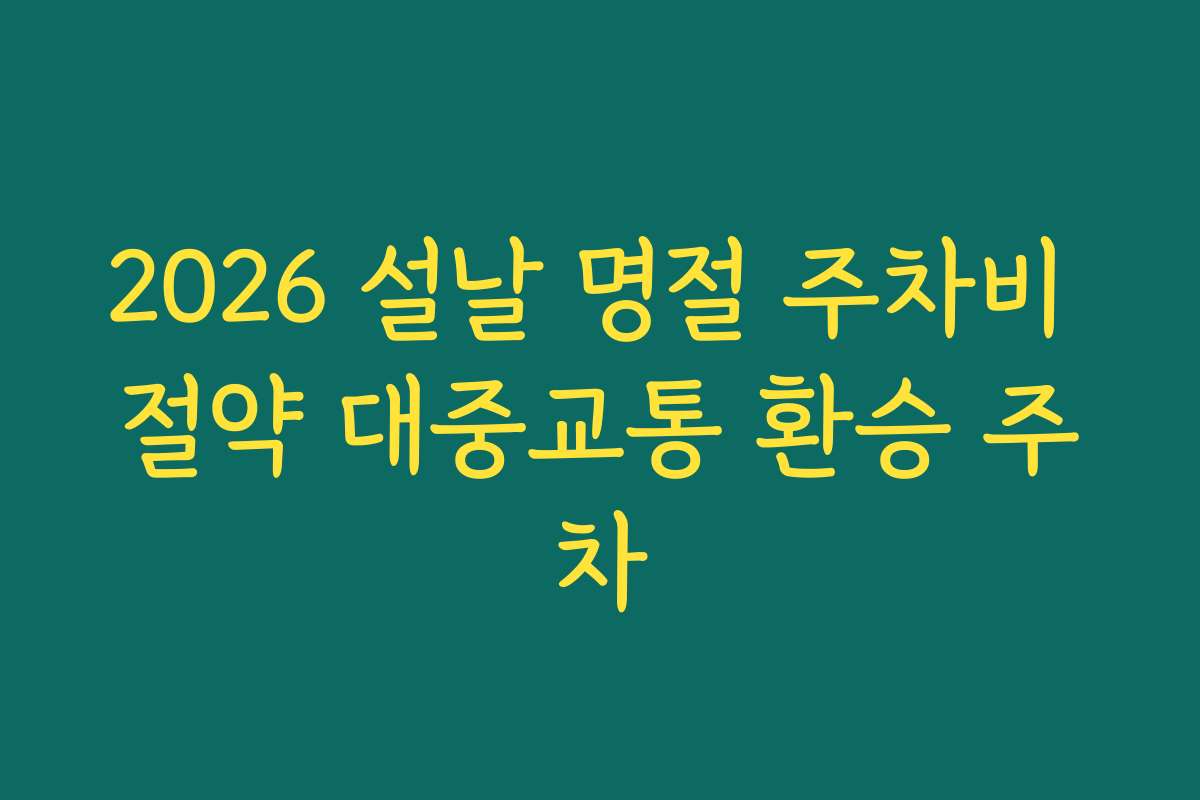 2026 설날 명절 주차비 절약 대중교통 환승 주차