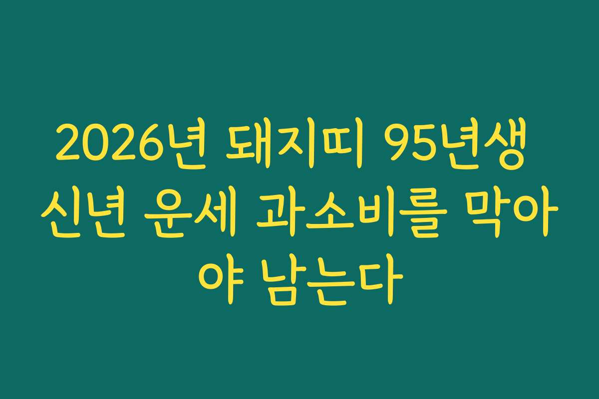 2026년 돼지띠 95년생 신년 운세 과소비를 막아야 남는다