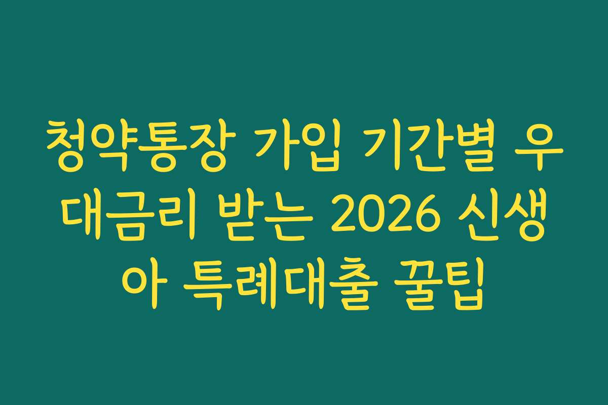 청약통장 가입 기간별 우대금리 받는 2026 신생아 특례대출 꿀팁