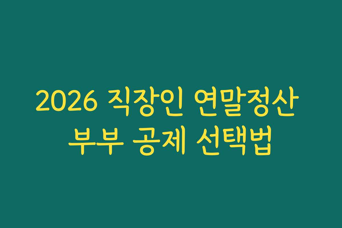 2026 직장인 연말정산 부부 공제 선택법