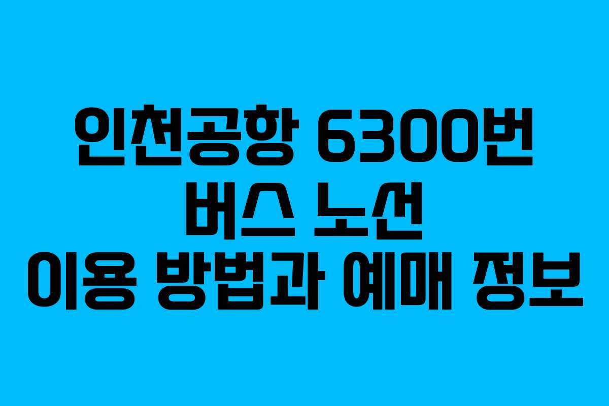 인천공항 6300번 버스 노선 이용 방법과 예매 정보