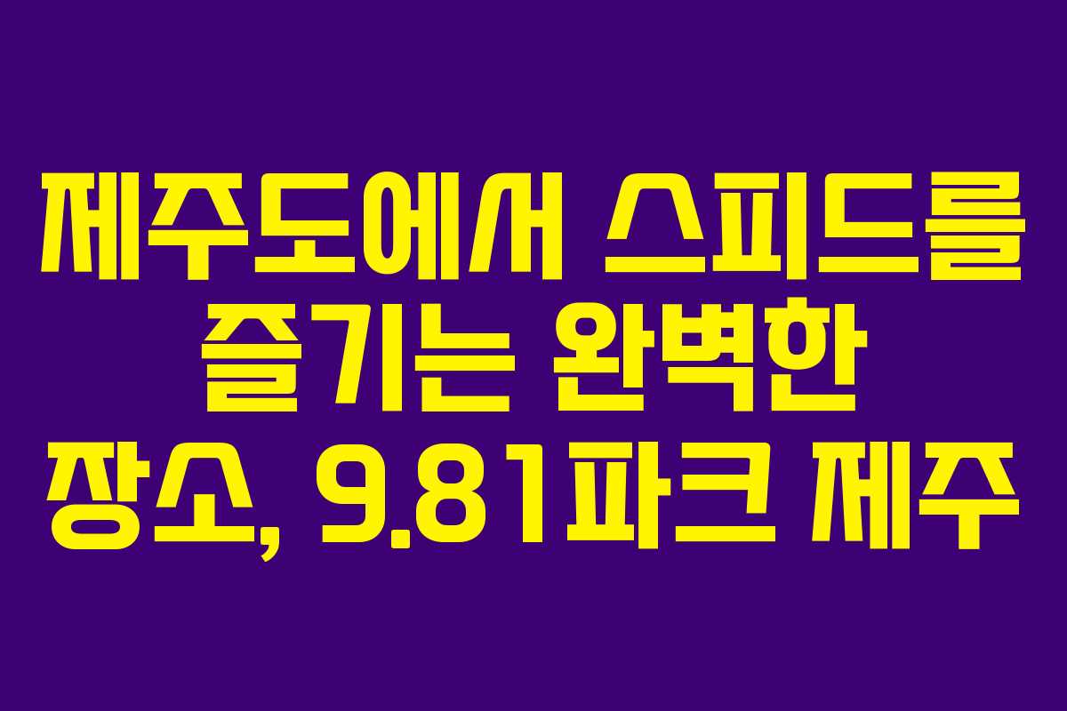 제주도에서 스피드를 즐기는 완벽한 장소, 9.81파크 제주